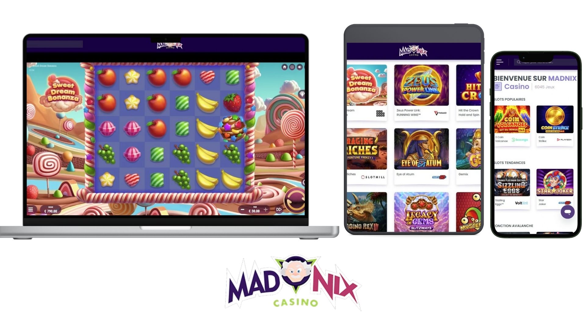 Madnix casino disponible sur mobile et PC.